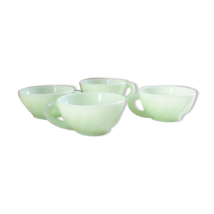 4 tasses opaline vert mint art