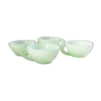 4 cups opaline green mint art deco jadeite