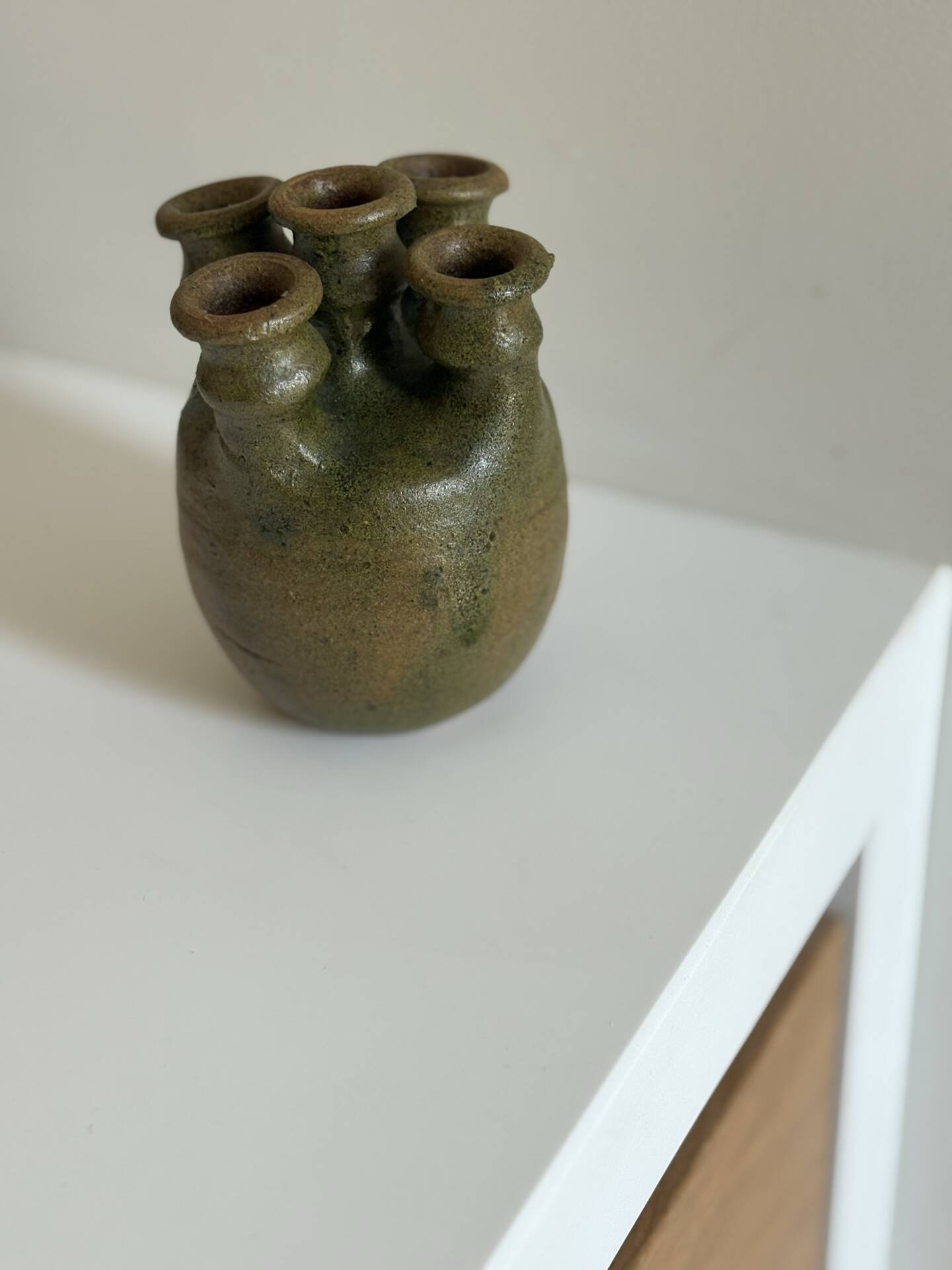 Vase with five necks in glazed stoneware