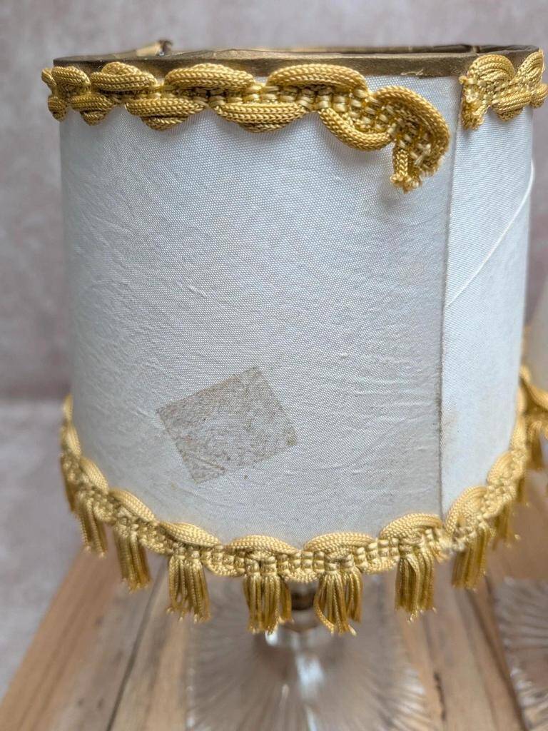 Pair of vintage lamps in plexiglass and gold metal