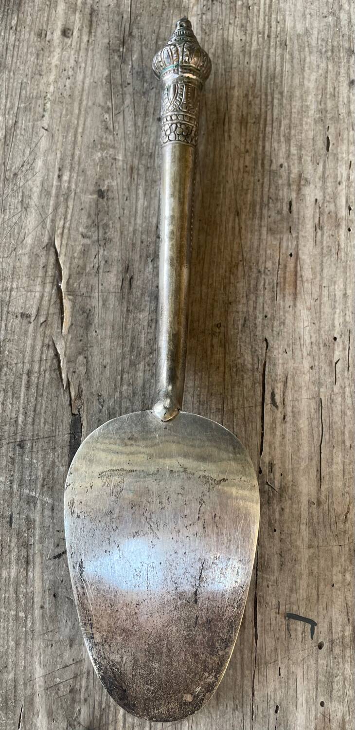 Serving Spoon, in Chiseled Silver, Minh Mol Hallmarks, Cambodia