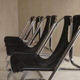 Set of 4 leather and chrome chairs from the 1960s