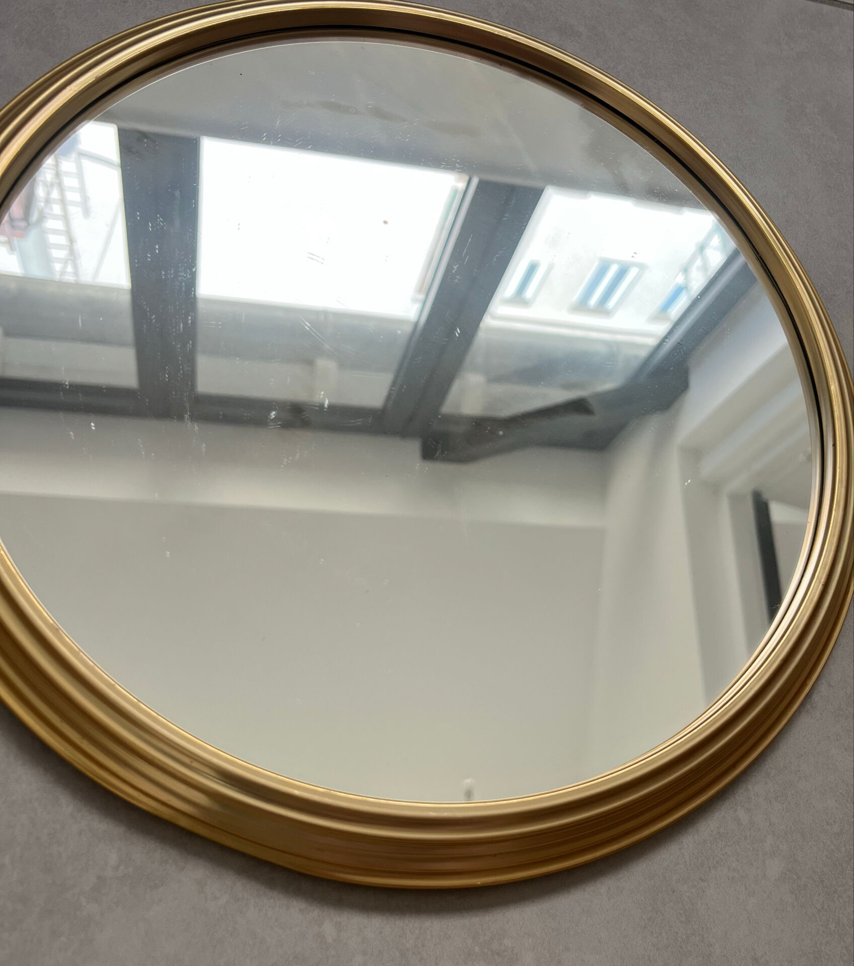 Plateau miroir rond et doré
