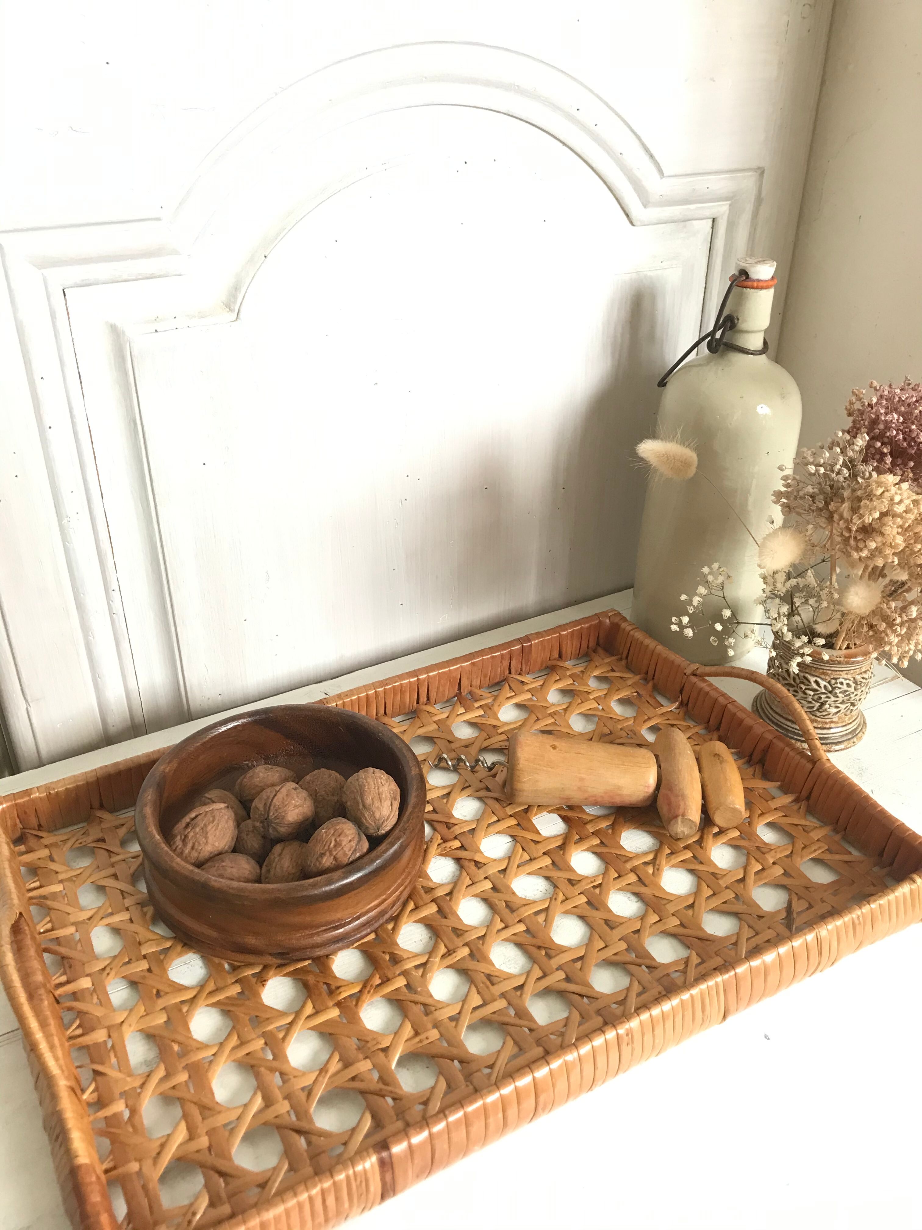 Vintage rattan tray