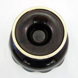 Brown and red ceramic fruit bowl Vallauris France, vintage 70s