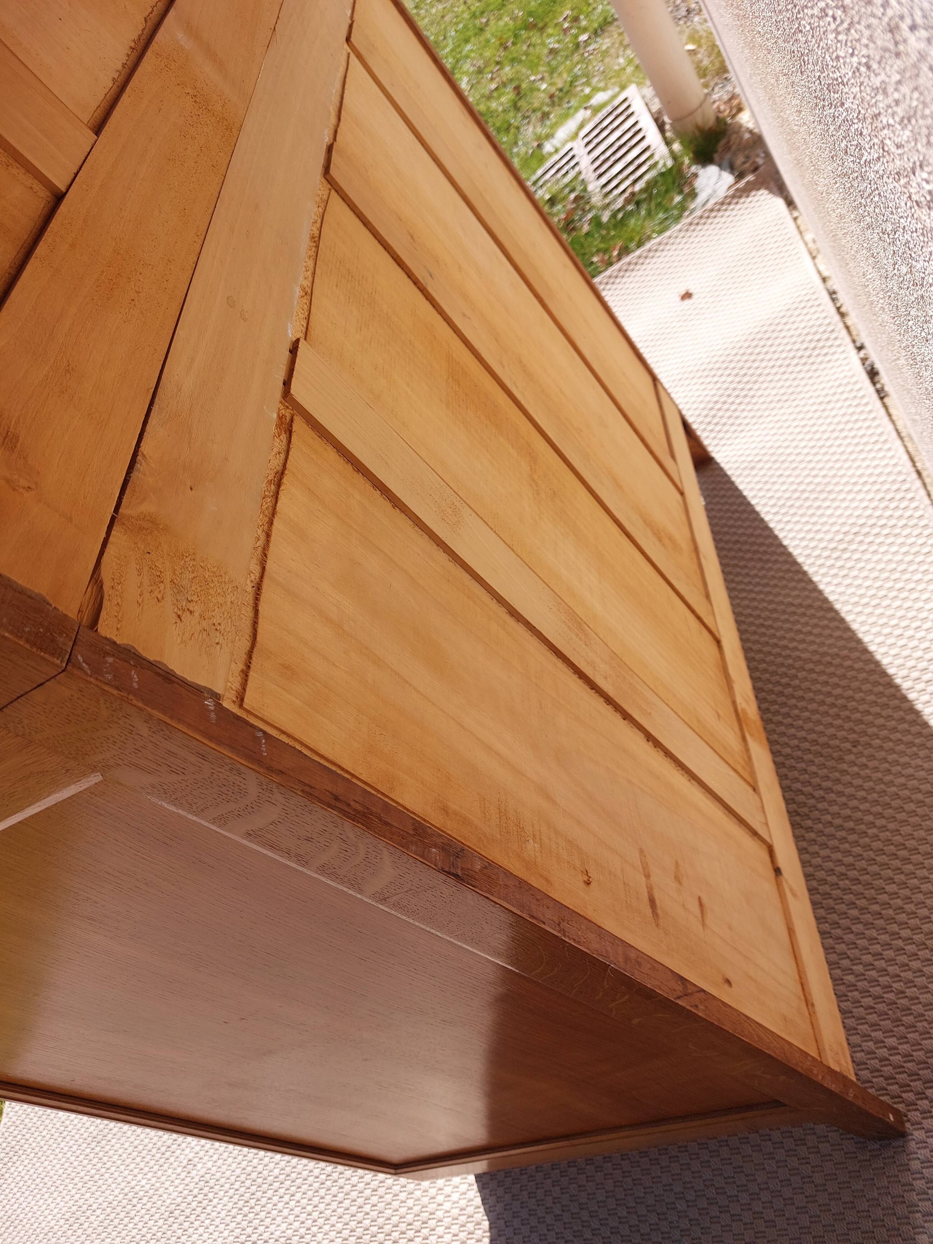 Vintage wardrobe with mirror and tapered legs.