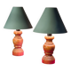 Paire de lampe chevet bois et abat jour acier, scandinave