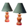 Paire de lampe chevet bois et abat jour acier, scandinave
