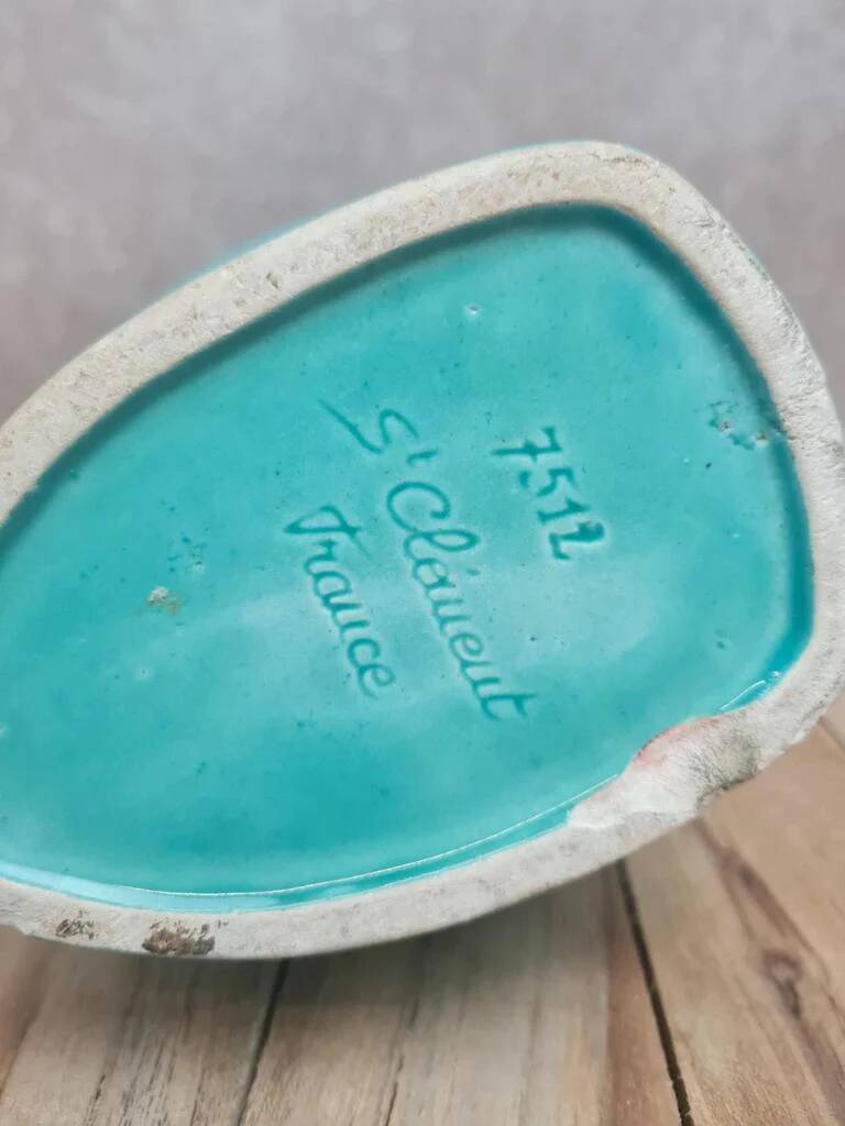 Vintage turquoise ceramic pitcher St-Clément model Aigle.