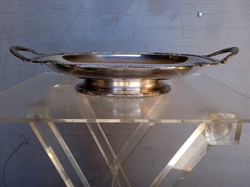 Louis XVI silver plated metal table centerpiece dish