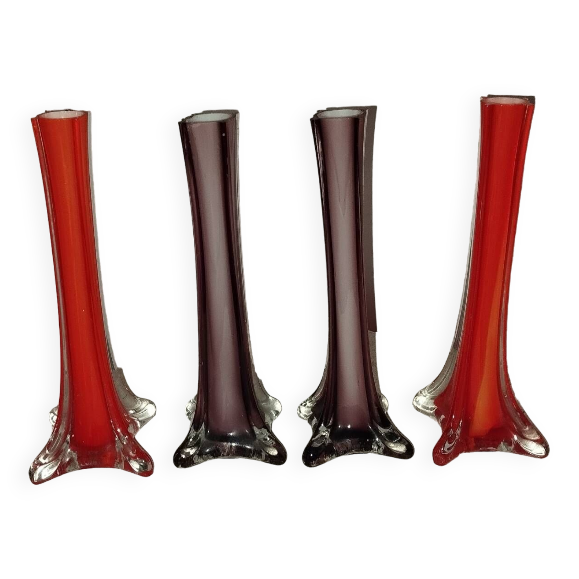 Series of 4 vintage 50s blown glass vases