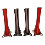 Série de 4 vases verre soufflé années 50 vintage