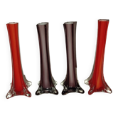 Série de 4 vases verre soufflé années 50 vintage