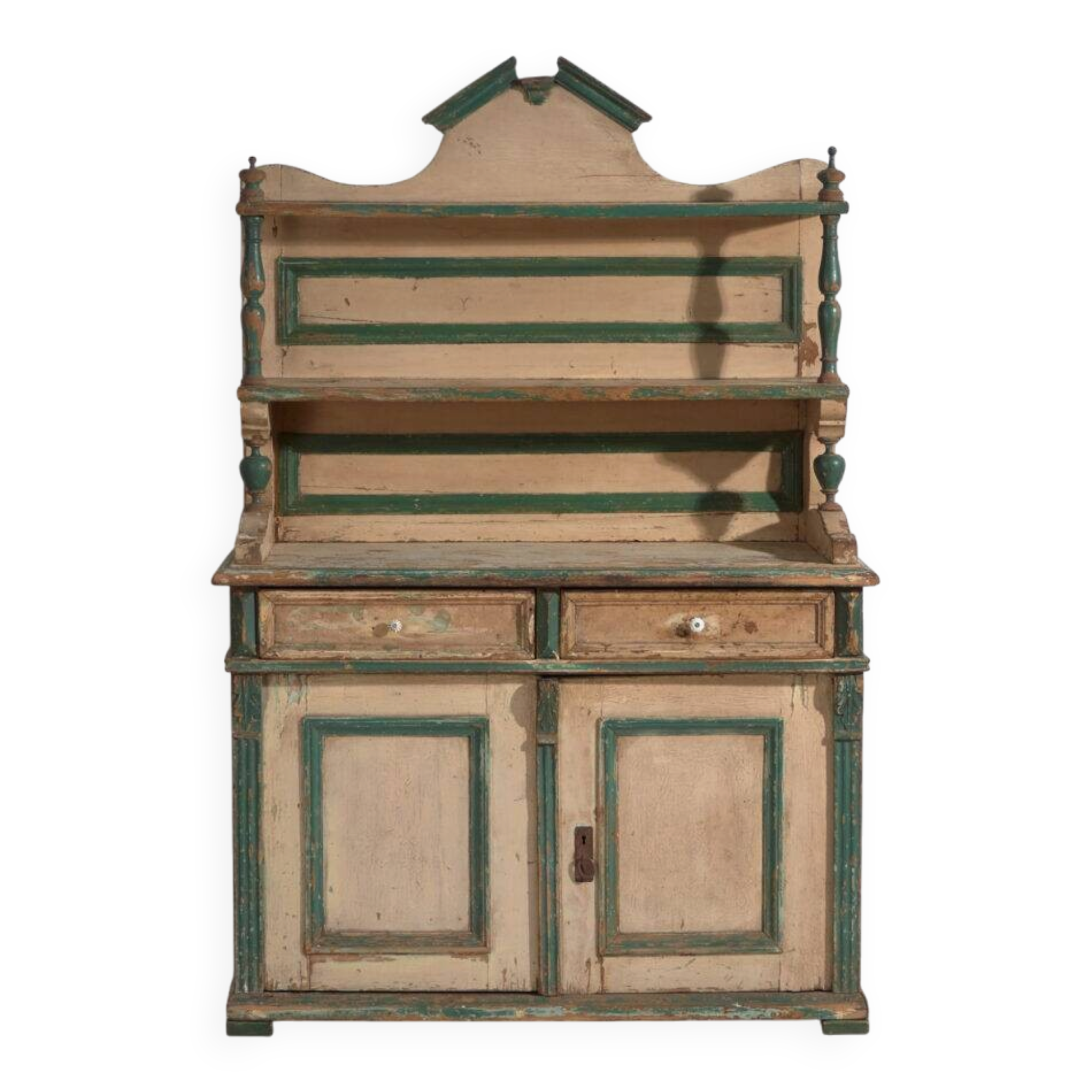 Pine kitchen buffet with two doors and shelves – Central Europe, around 1910