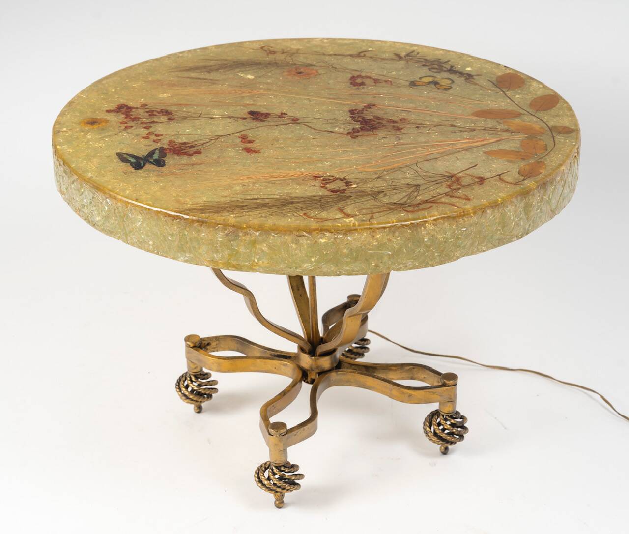 Accolay side table in resin and gold-tone metal