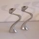 Pair of aluminium cast candle holders
