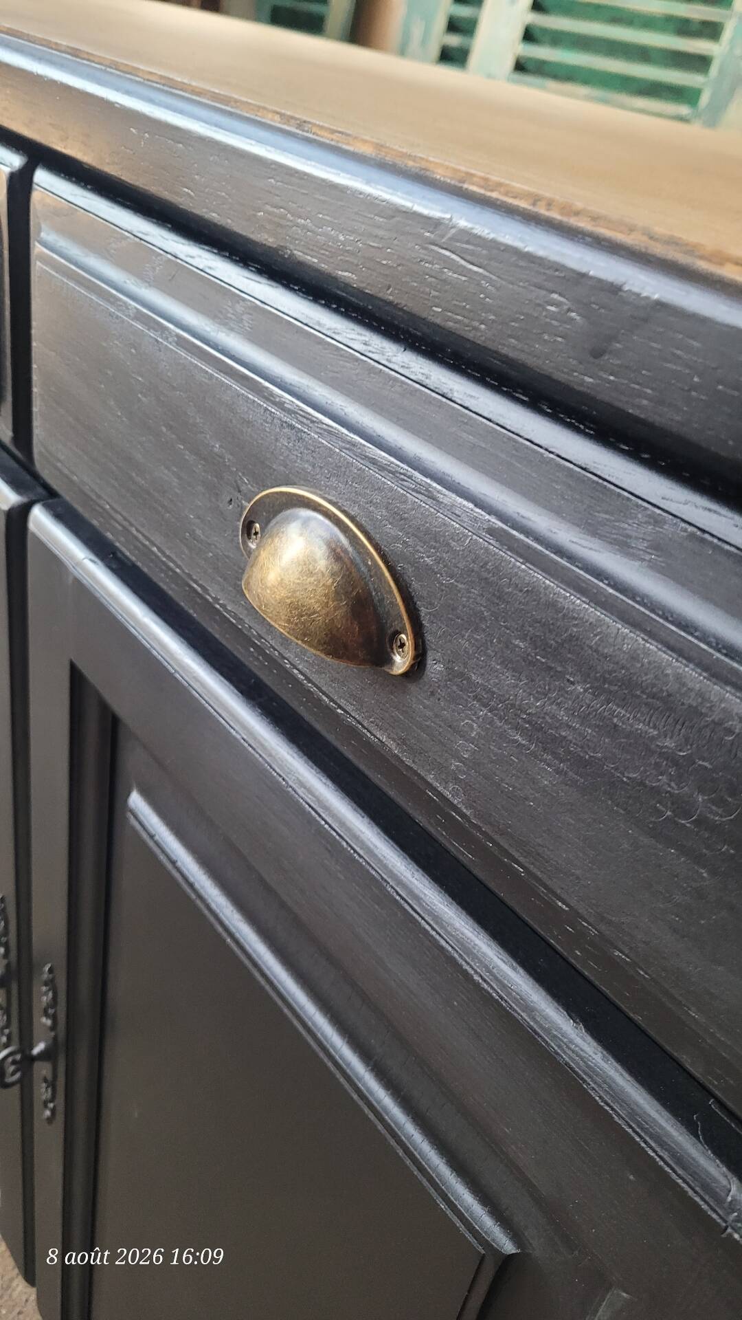 Large wooden and black sideboard