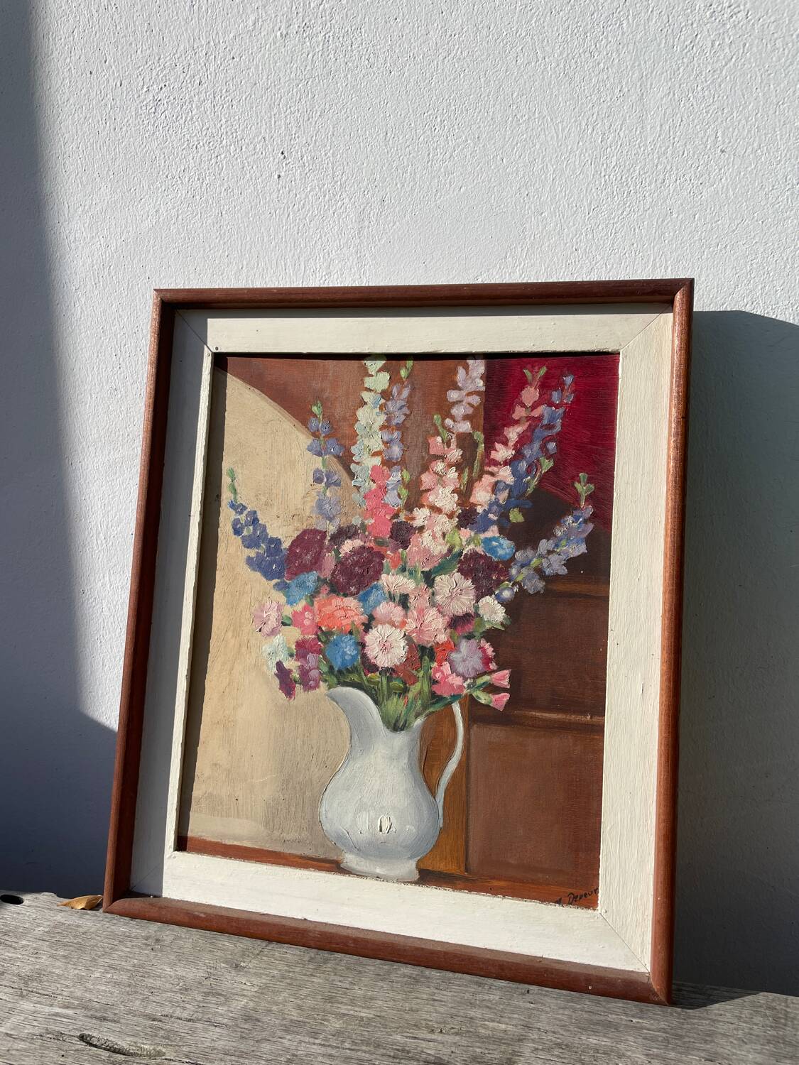 Bouquet of flowers signed old painting