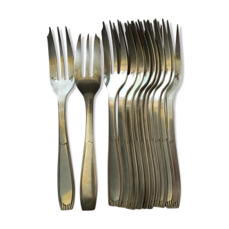 Silver metal cake forks