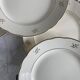 6 antique beige earthenware dinner plates with gold decoration and flowers by Villeroy Boch.
