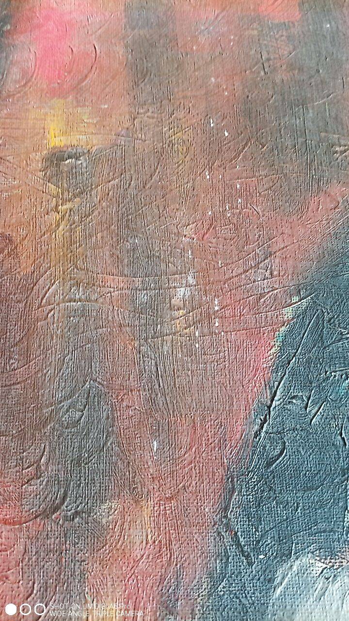 Oil on canvas - embracing couple - 55 x 38 cm