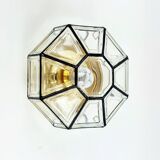 Plafonnier en verre et laiton du milieu du siècle, Limbourg, Allemagne, années 1960