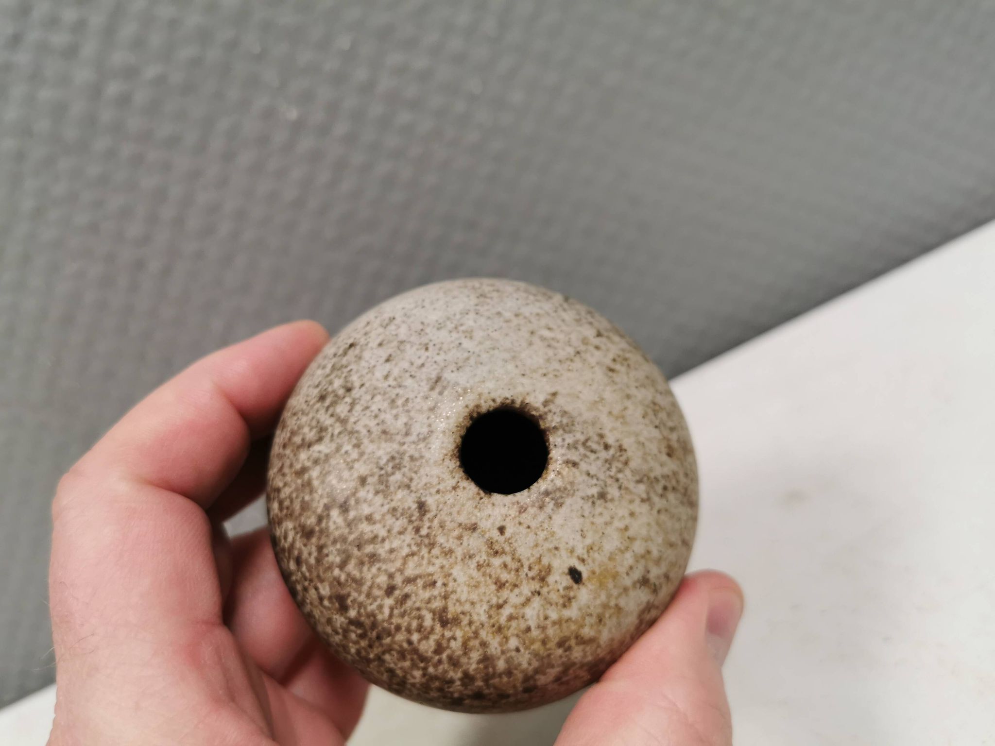 Small, lovely "hollow" ceramic vase, Danish from the 1970s.