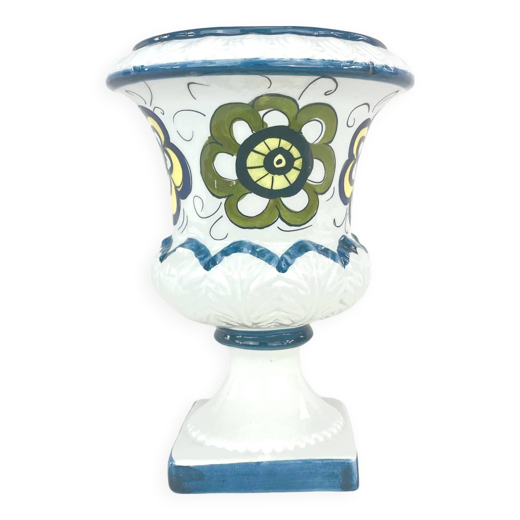 Vase Médicis en céramique italienne, peint à la main, circa 1960-70
