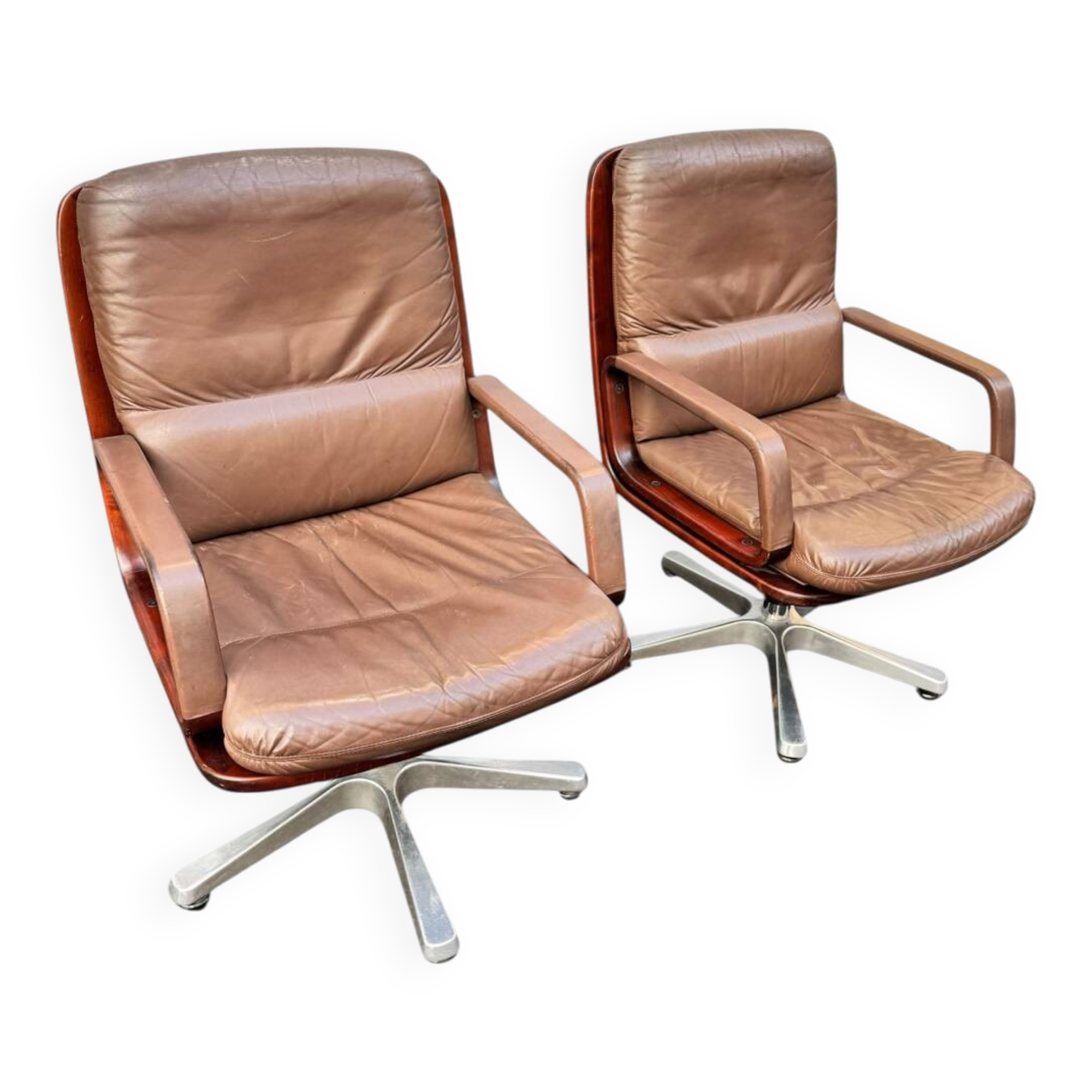 vintage leather and wood office/conference chair – st