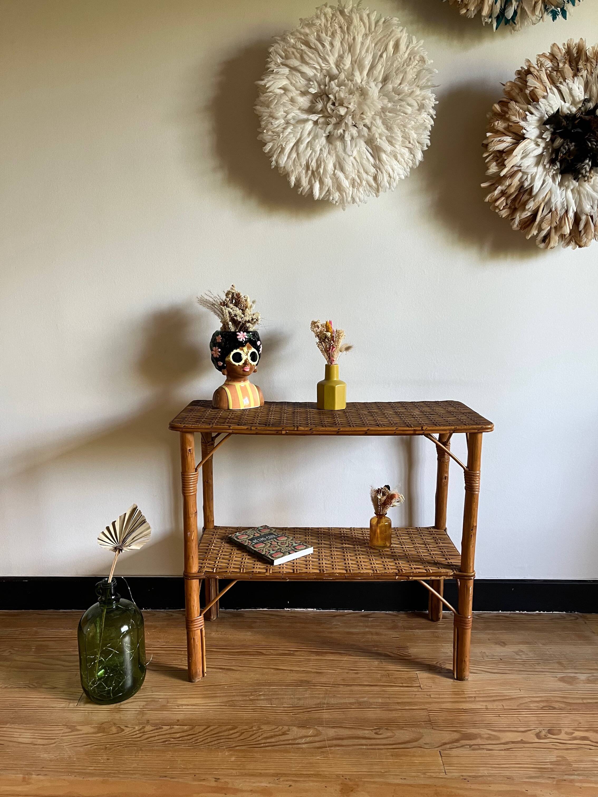 Vintage rattan shelf, console