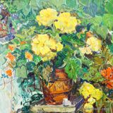Impressionist oil painting of a garden, Alexander Michael 1996
