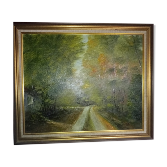 Oil on canvas autumn landscape