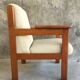 White armchair with armrests - varnished pine structure