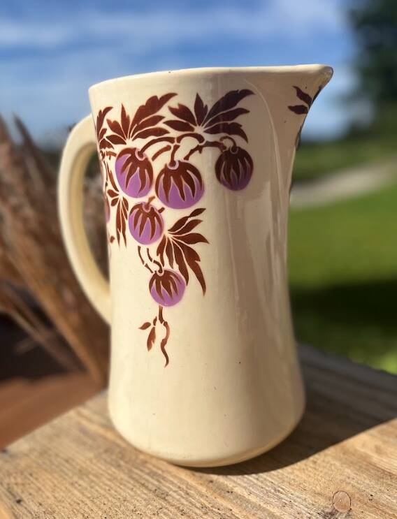 Large antique jug / Vintage beige pitcher - Hammage and Moulin des Loups