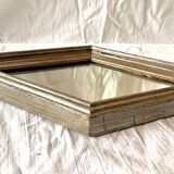 Small vintage wooden diamond wall mirror