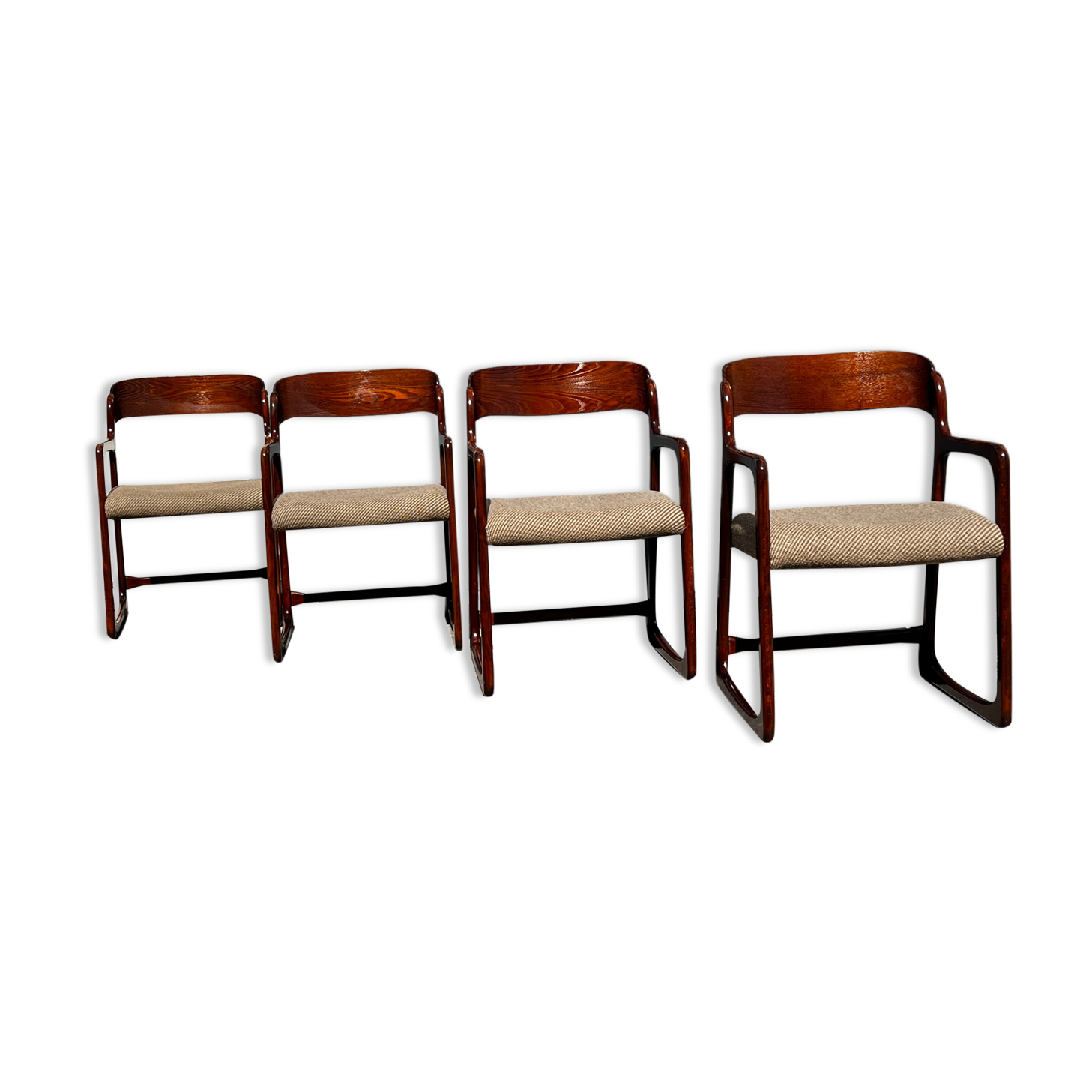 4 fauteuils vintage "Traîneau" de Baumann - années 1960
