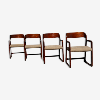 4 vintage armchairs "Sleigh" by Baumann