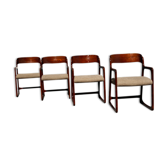4 vintage armchairs "Sleigh" by Baumann