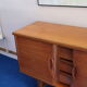 60s teak row, two sliding doors