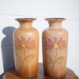 Pair of West Germany 202-37 vase, German ceramic vase, flower pot, flower pattern vase
