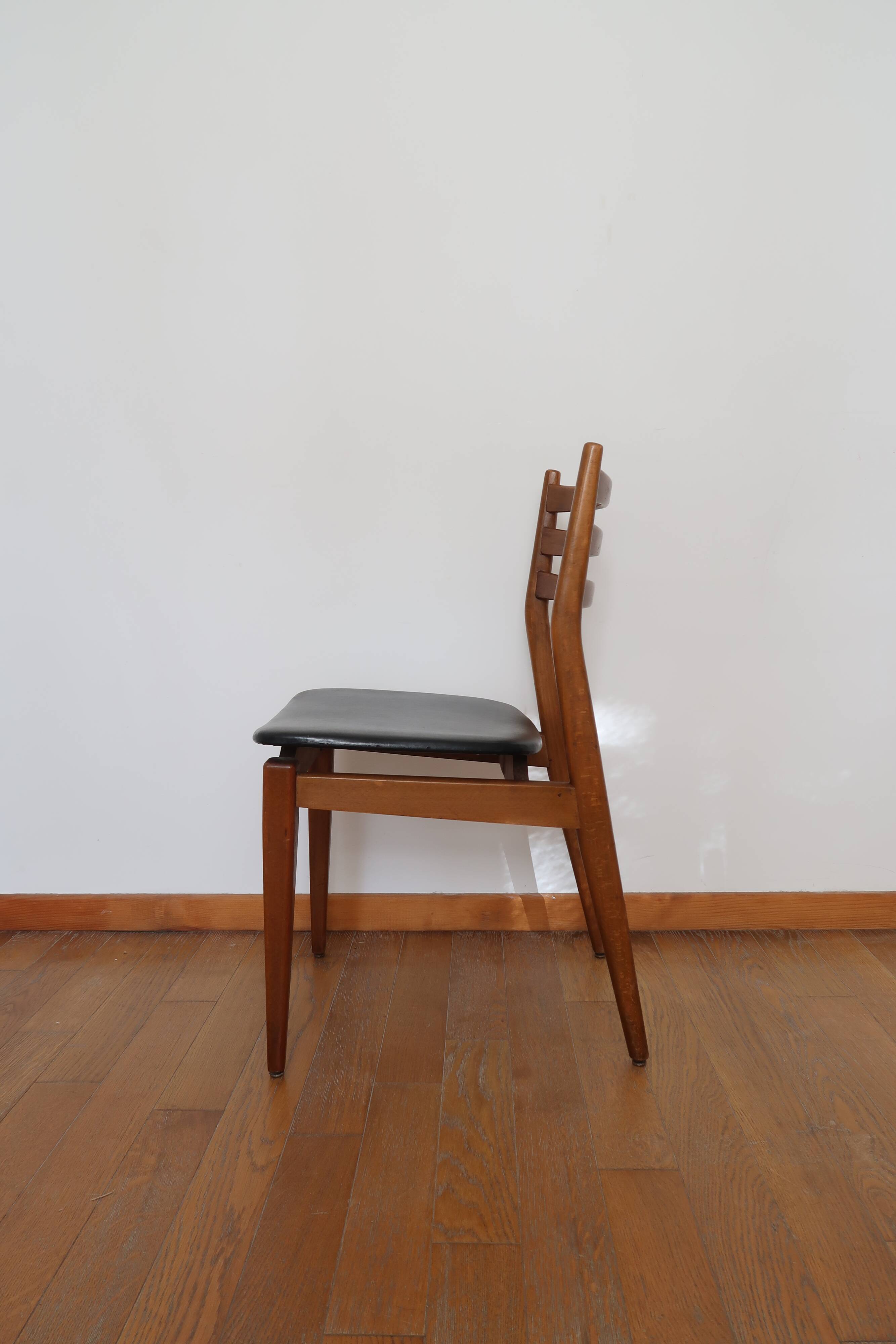 6 Scandinavian beech skai chairs