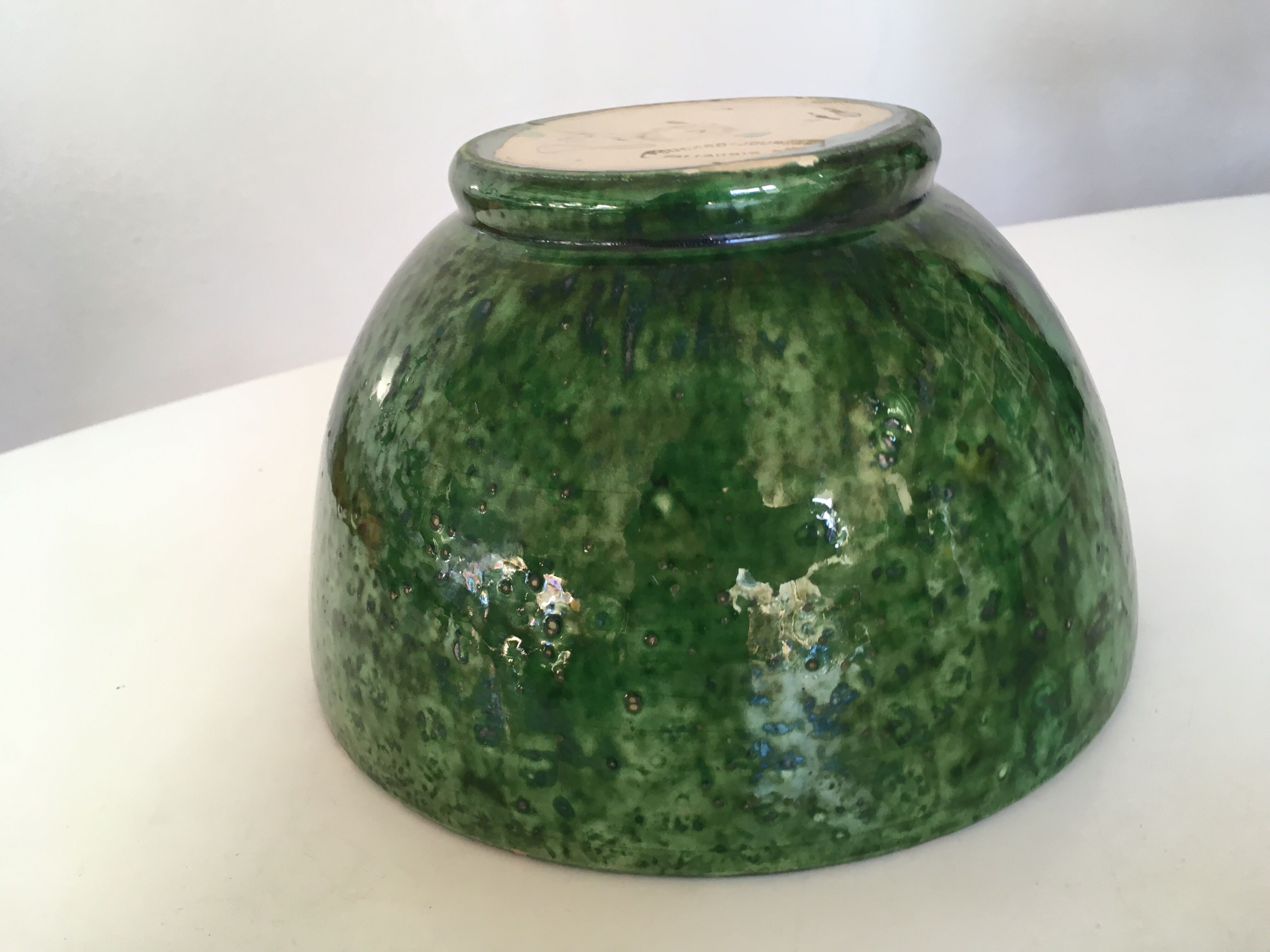Foucard Jourdan Vallauris green glazed earth bowl 50