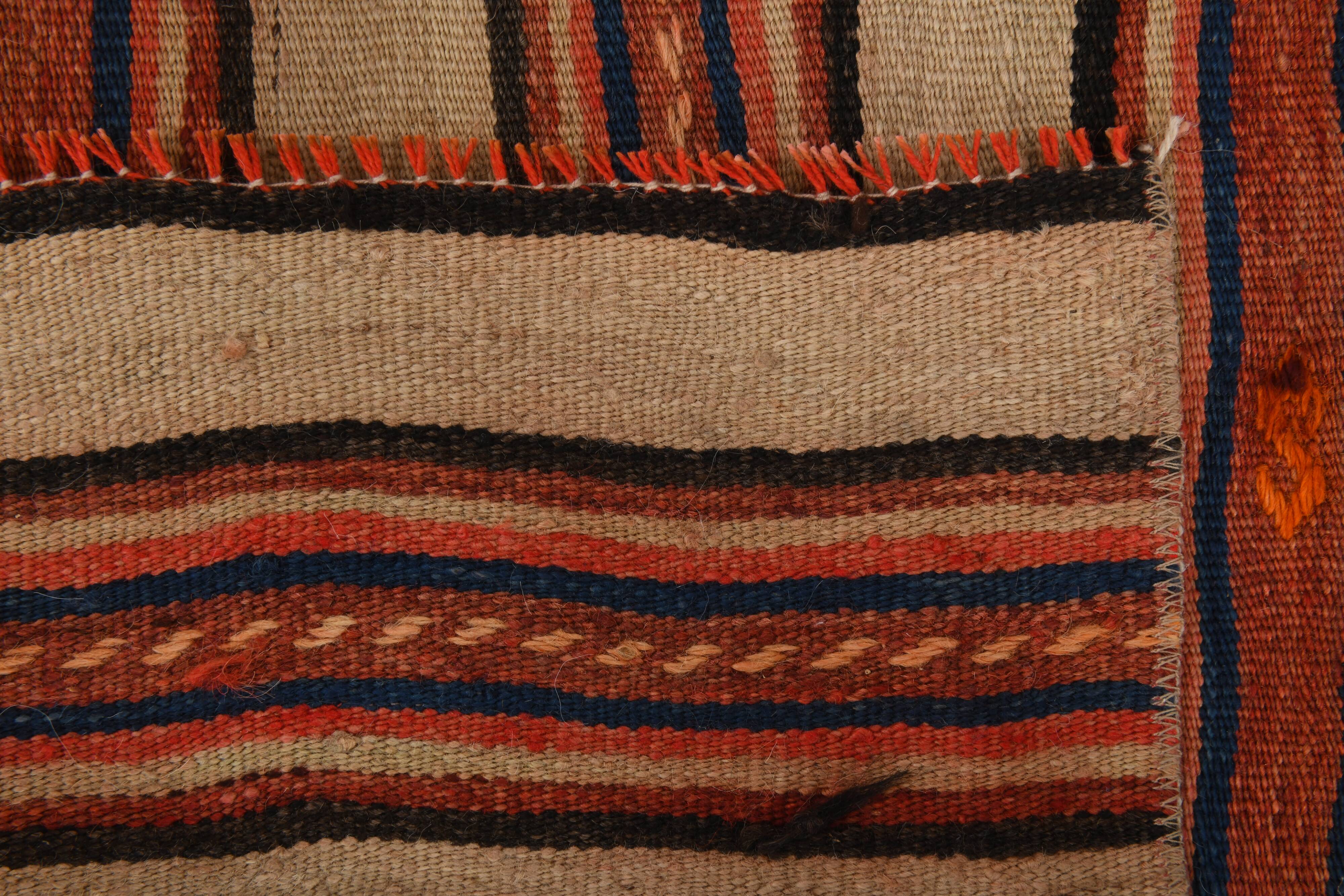 2x8 Red Striped Kilim Runner Rug, 75x254Cm
