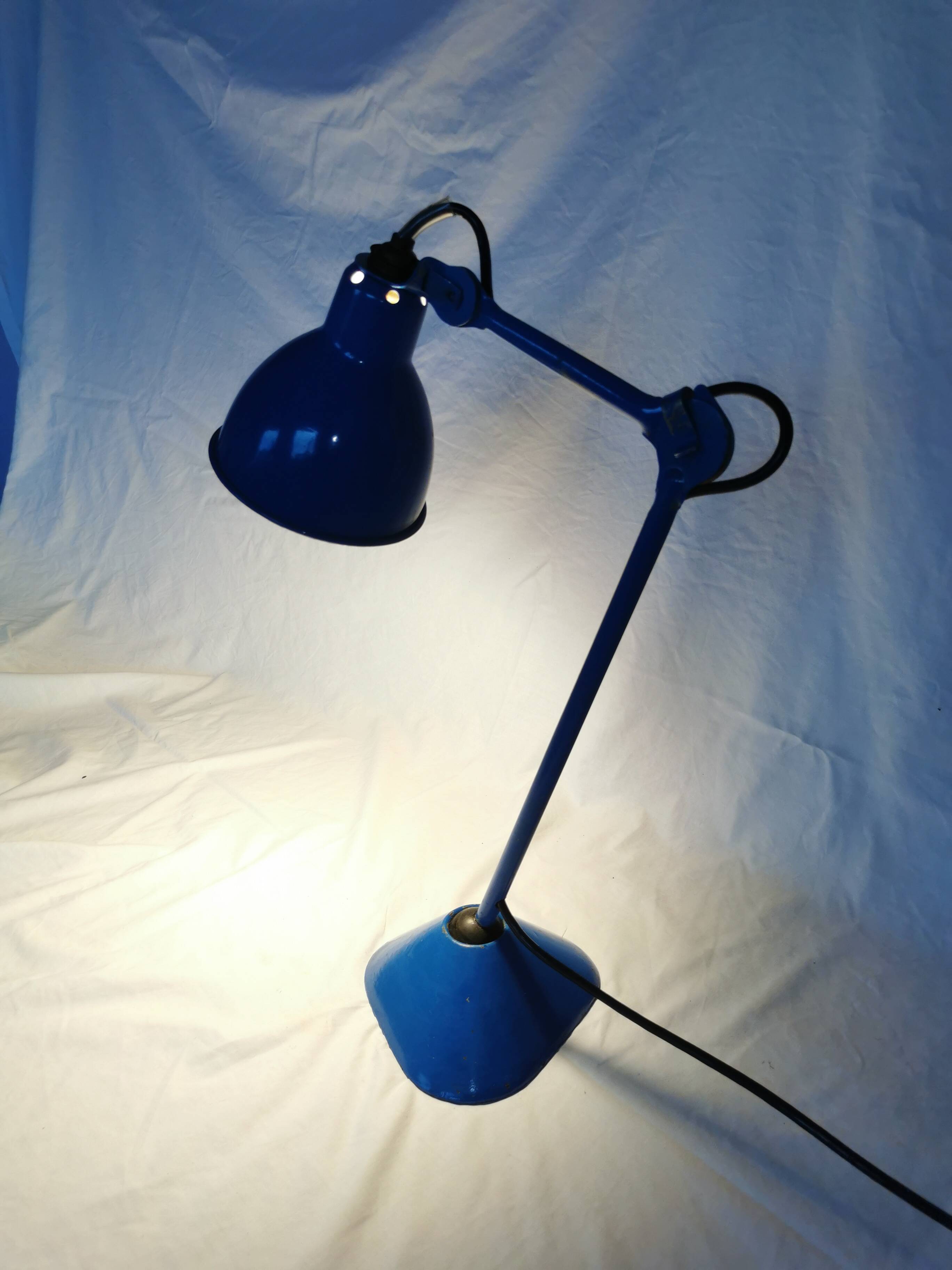 RAVEL articulated lamp, model 205 blue, Bernard Albin Gras, Clamart, France, 1932