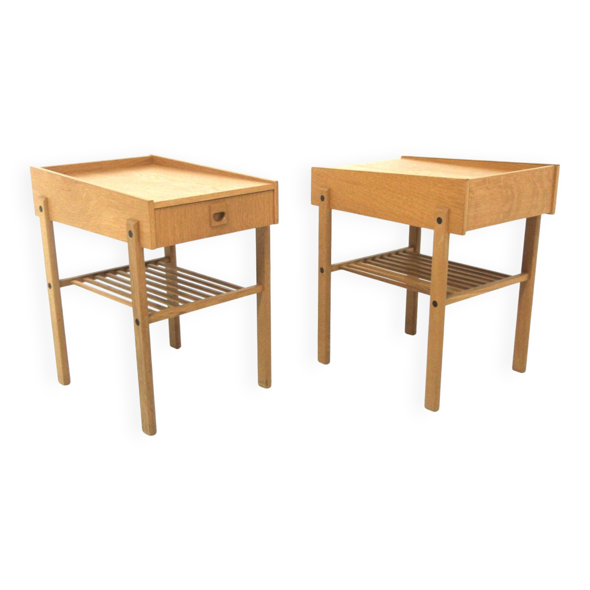 Set of 2 Scandinavian oak bedside tables, Sweden, 1960.