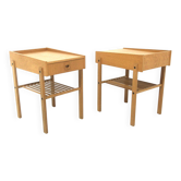 Set de 2 tables de chevets scandinave en chêne, Suède, 1960