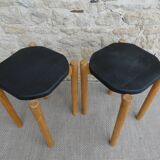 Paire de tabourets en bois