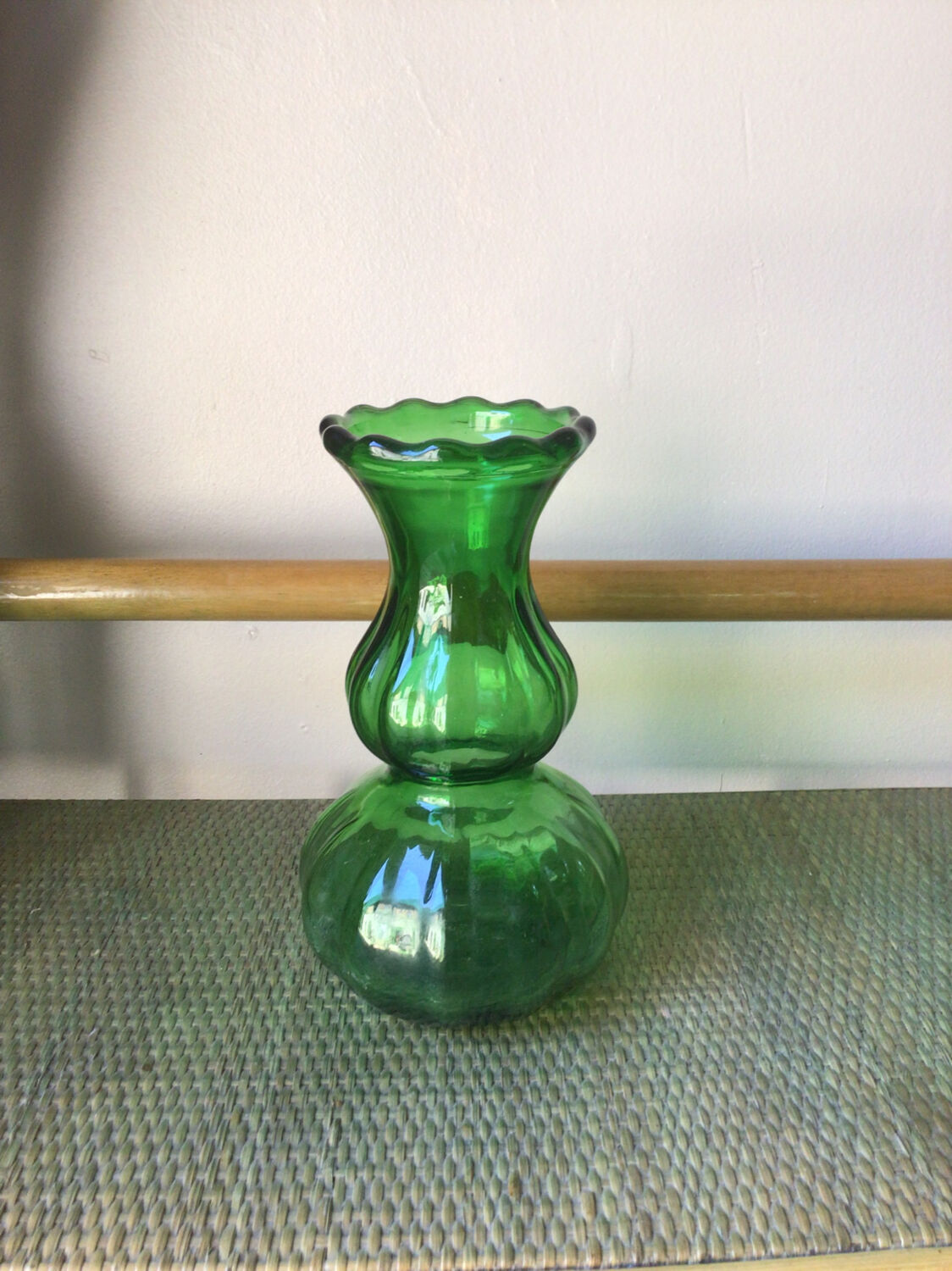 Green glass vase