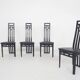 Antonio Sibau black leather dining room chairs, Italy 1980's