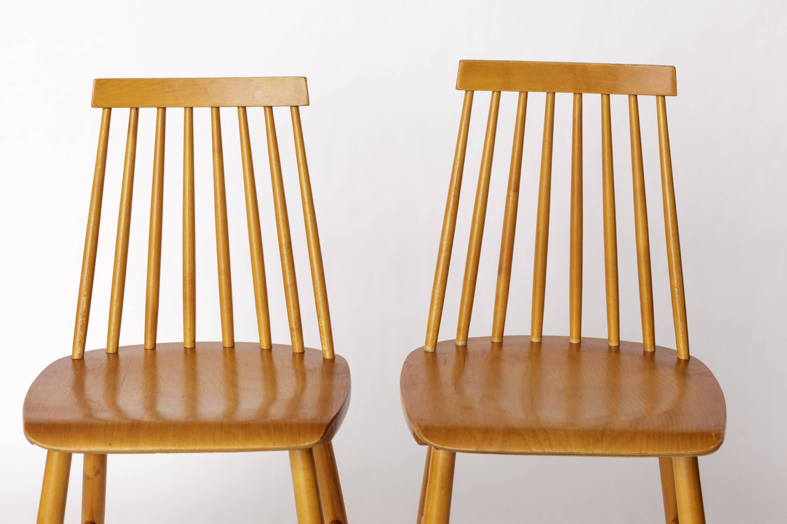 Pair Yngve Ekström "Pinocchio" Dining Chairs – Swedish Beechwood, 1960s